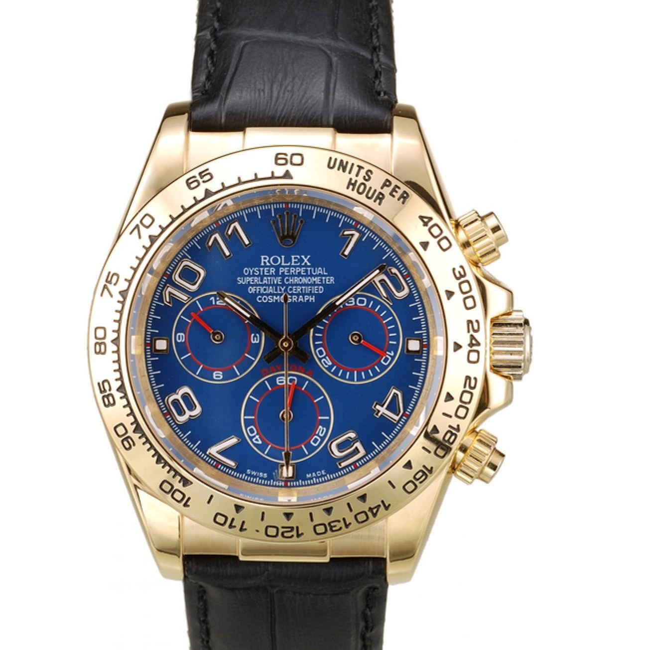 Aaa replica watch Strap Case Rolex Dial Leather Blue Daytona Gold Black 0611